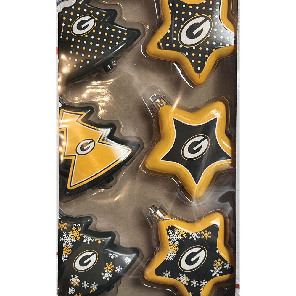 Green Bay Packers NFL Christmas Ornaments 12pc Trees Stars Shatterproof Lot
